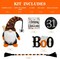 Halloween Decor Bundle – BOO Wooden Signs, Cute Gnomes Plush, and Bead Garland – Farmhouse Rustic Tiered Tray Decorations for Home, Table, and Room